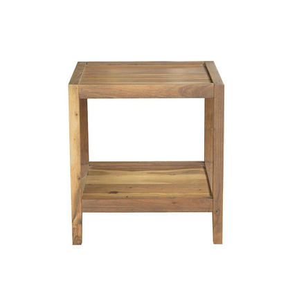 Contemporary Solid Hand-Made Wood Square Raised Lip Edge and Storage Side Table