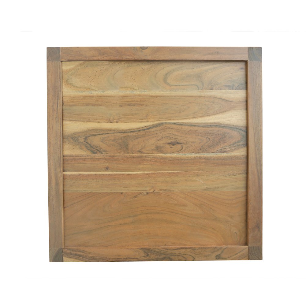 Contemporary Solid Hand-Made Wood Square Raised Lip Edge and Storage Side Table