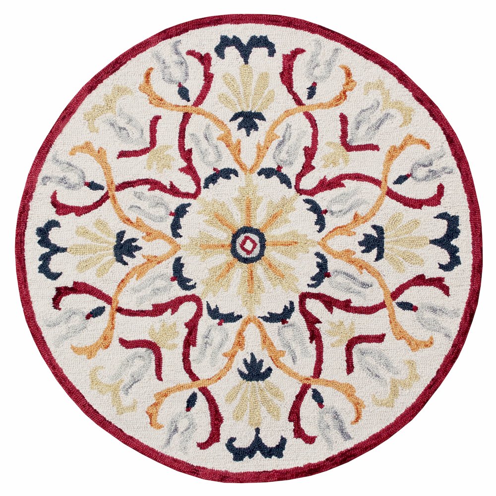Hand Tufted Electric Floral Medallion Round Rug