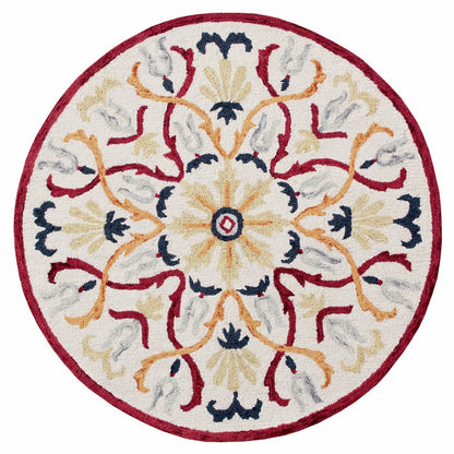 Hand Tufted Electric Floral Medallion Round Rug