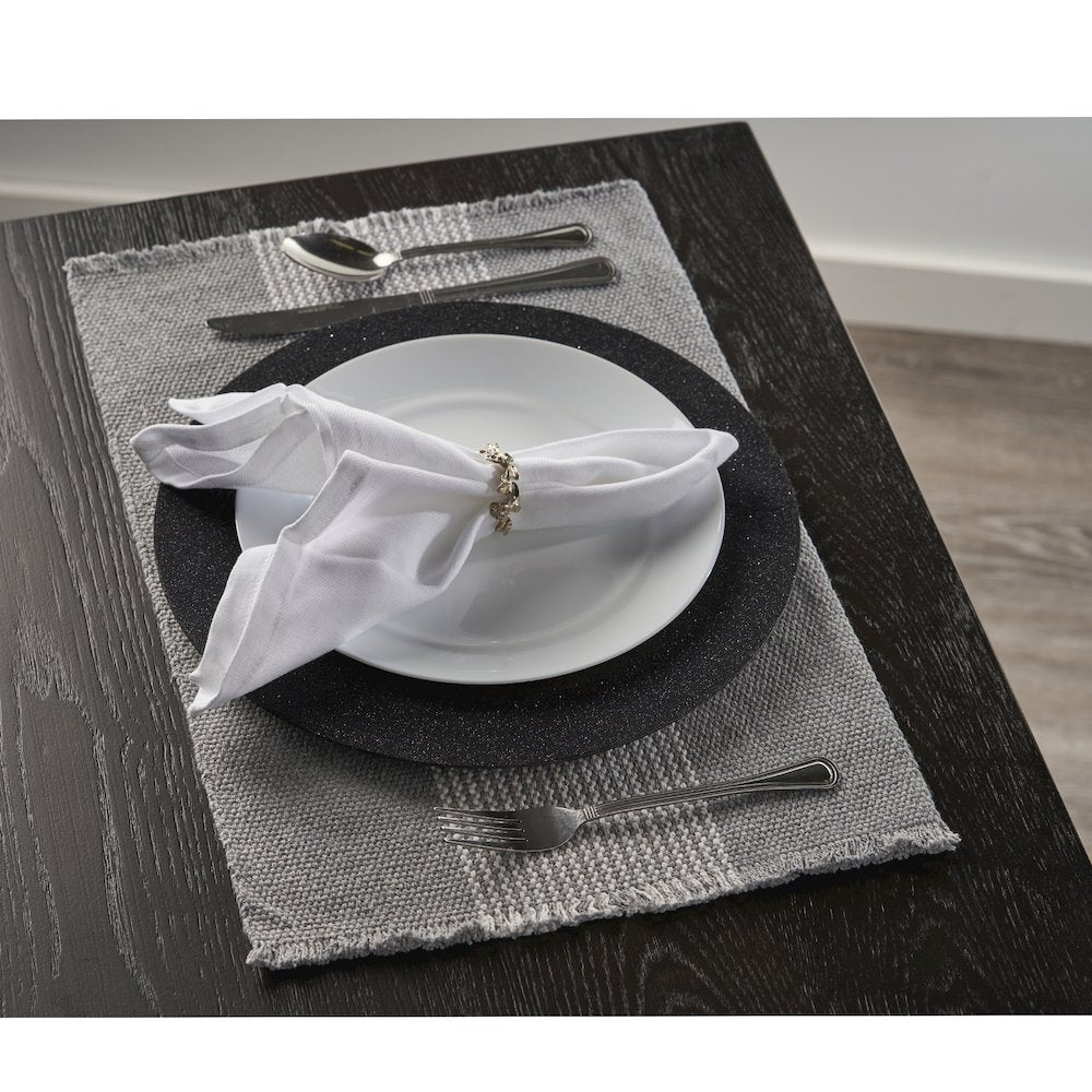 Harbor Gray Striped Handloomed Rectangular Placemat, Set of 4