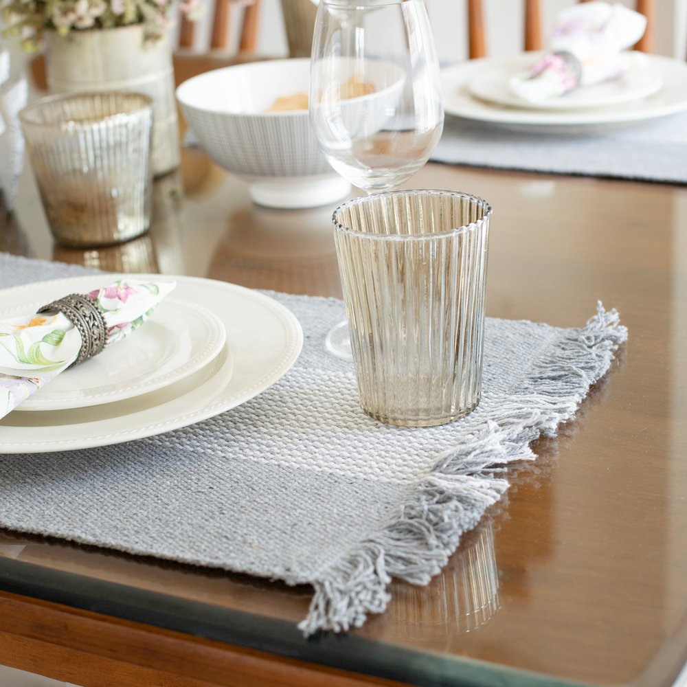 Harbor Gray Striped Handloomed Rectangular Placemat, Set of 4