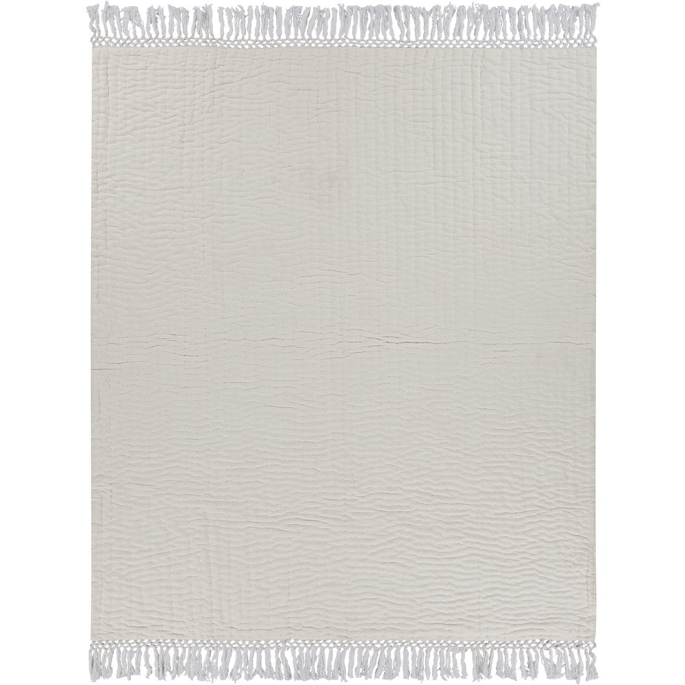 Cream Solid Hand-Woven All-Natural Cotton Throw Blanket