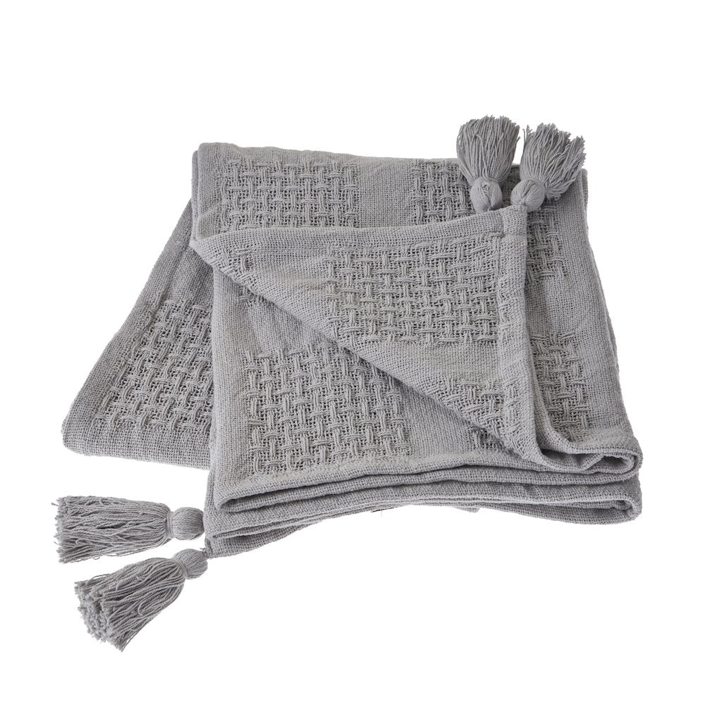 Grey Solid All-Natural Cotton Throw Blanket