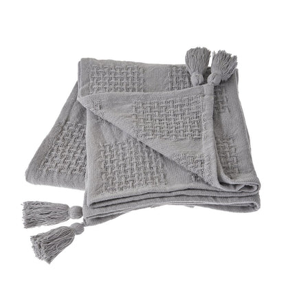 Grey Solid All-Natural Cotton Throw Blanket