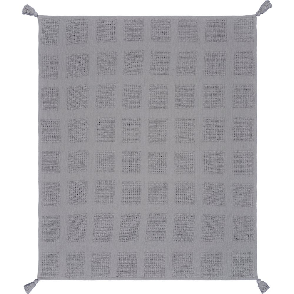 Grey Solid All-Natural Cotton Throw Blanket