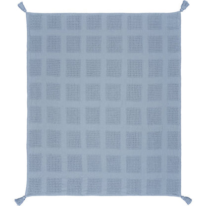 Blue Solid All-Natural Cotton Throw Blanket