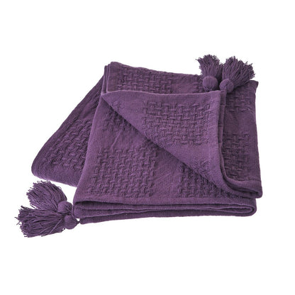 Purple Solid All-Natural Cotton Throw Blanket