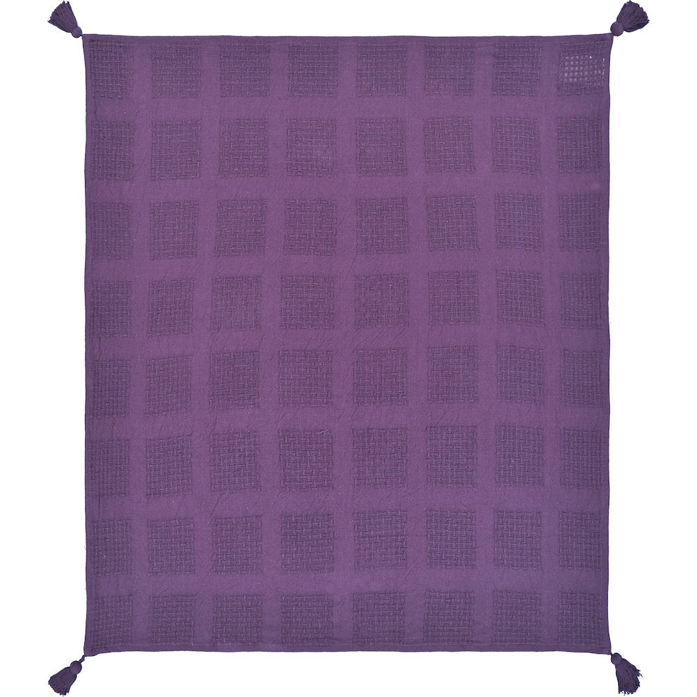 Purple Solid All-Natural Cotton Throw Blanket