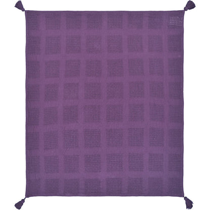 Purple Solid All-Natural Cotton Throw Blanket