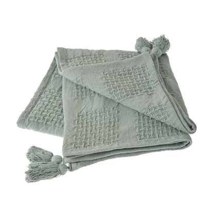 Green Solid All-Natural Cotton Throw Blanket