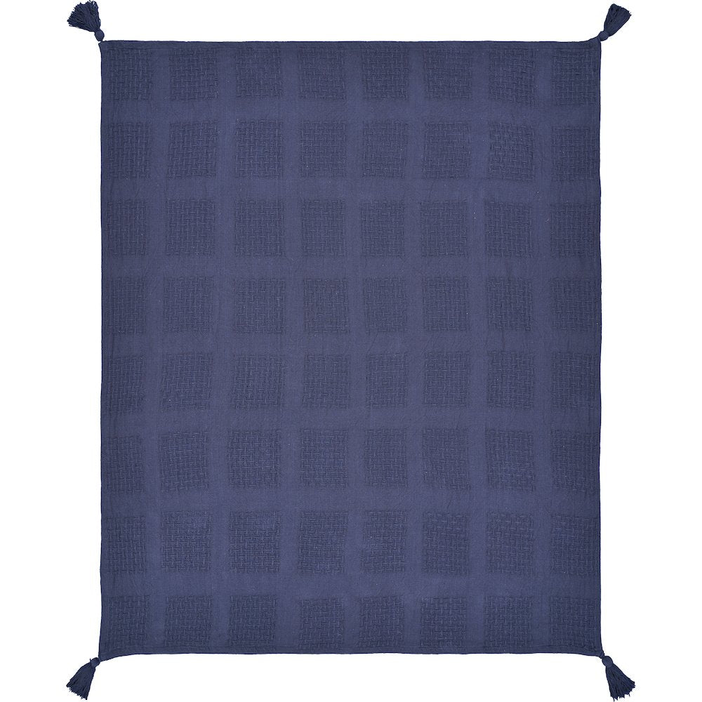 Indigo Solid All-Natural Cotton Throw Blanket