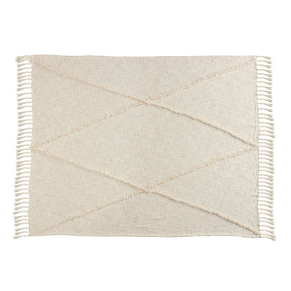 Cream Solid All-Natural Cotton Throw Blanket