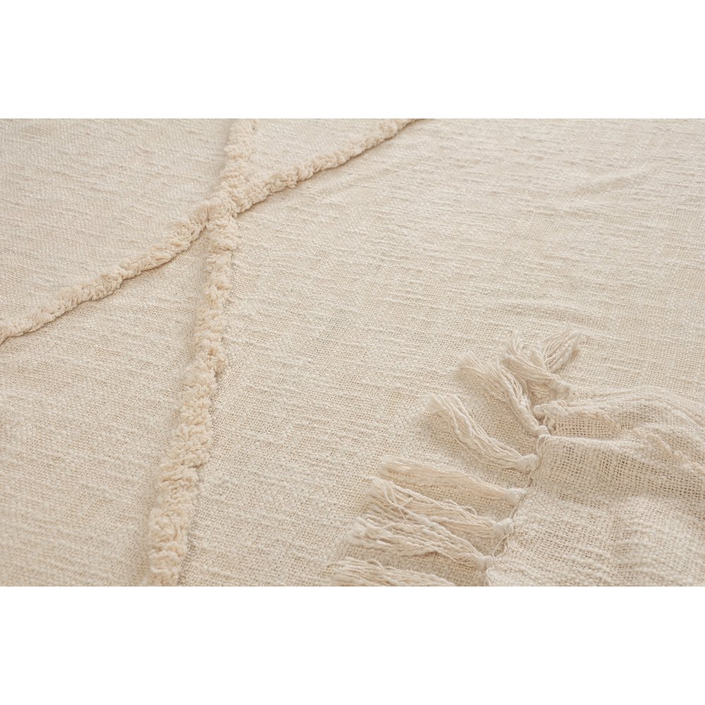 Cream Solid All-Natural Cotton Throw Blanket