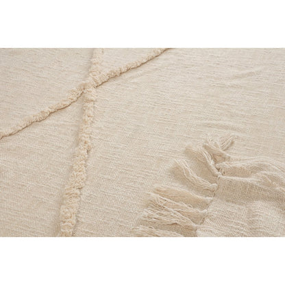 Cream Solid All-Natural Cotton Throw Blanket