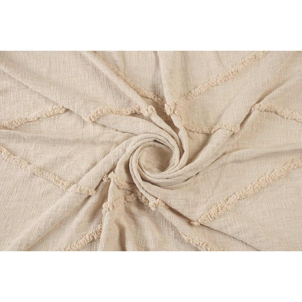 Cream Solid All-Natural Cotton Throw Blanket