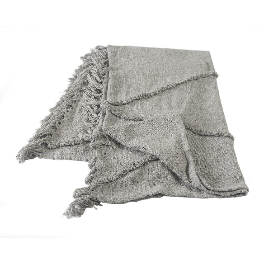 Evette Rios Diamond Tufted All-Natural Cotton Throw Blanket, Gray