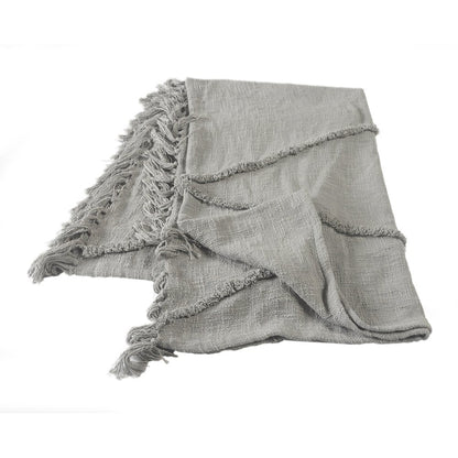 Evette Rios Diamond Tufted All-Natural Cotton Throw Blanket, Gray