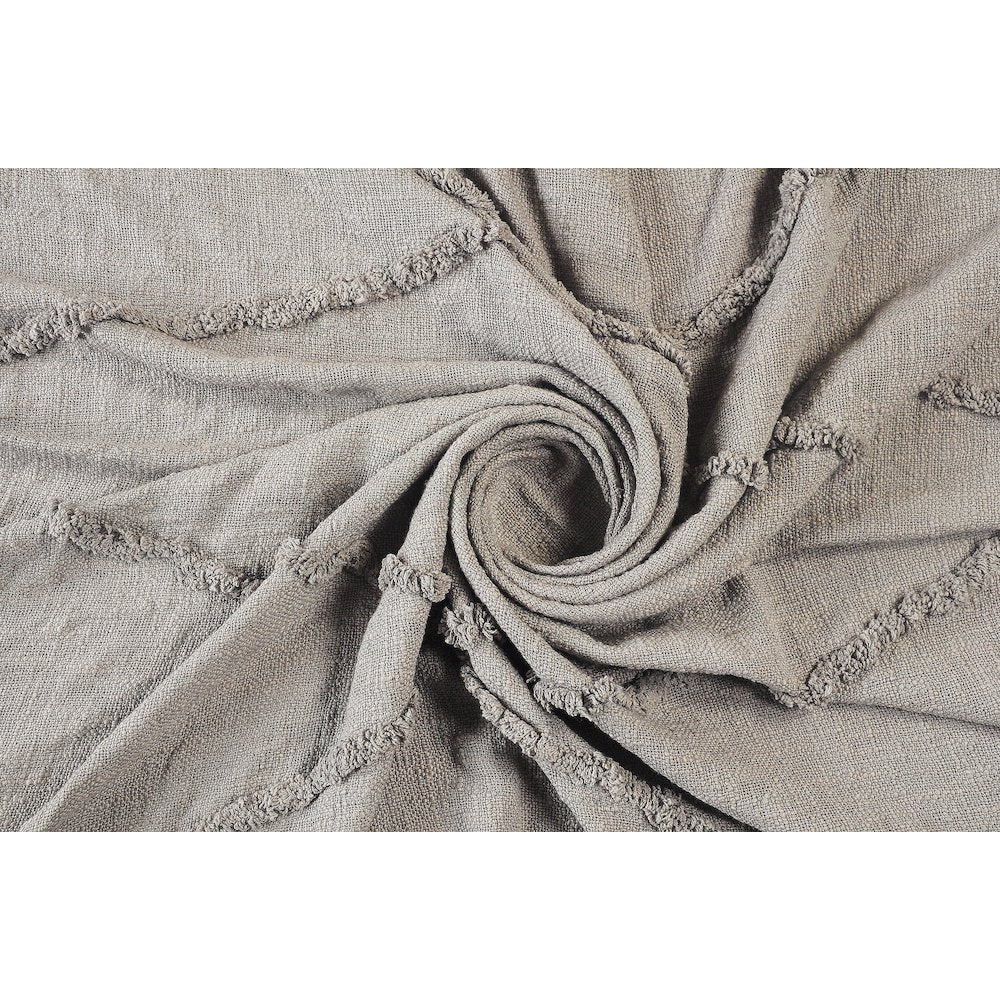 Evette Rios Diamond Tufted All-Natural Cotton Throw Blanket, Gray