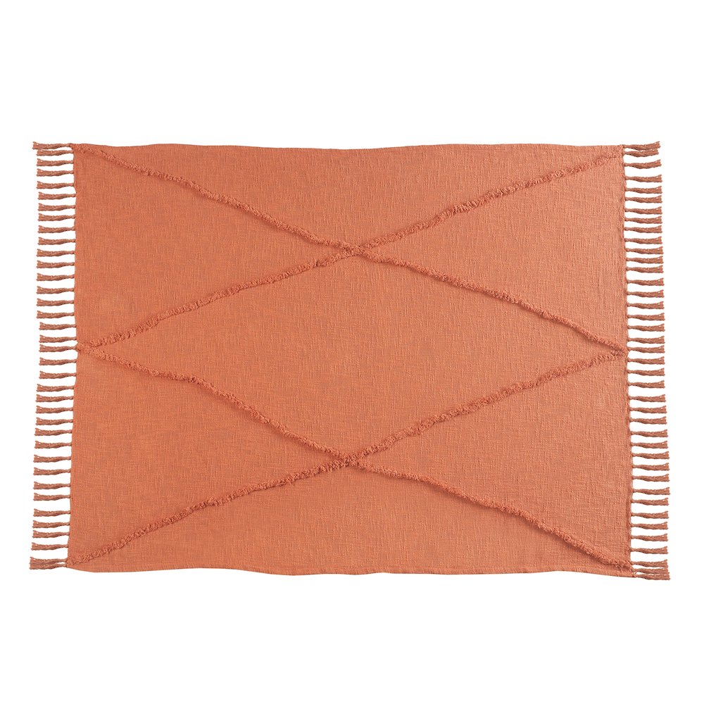 Orange Solid All-Natural Cotton Throw Blanket