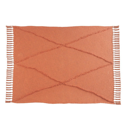 Orange Solid All-Natural Cotton Throw Blanket