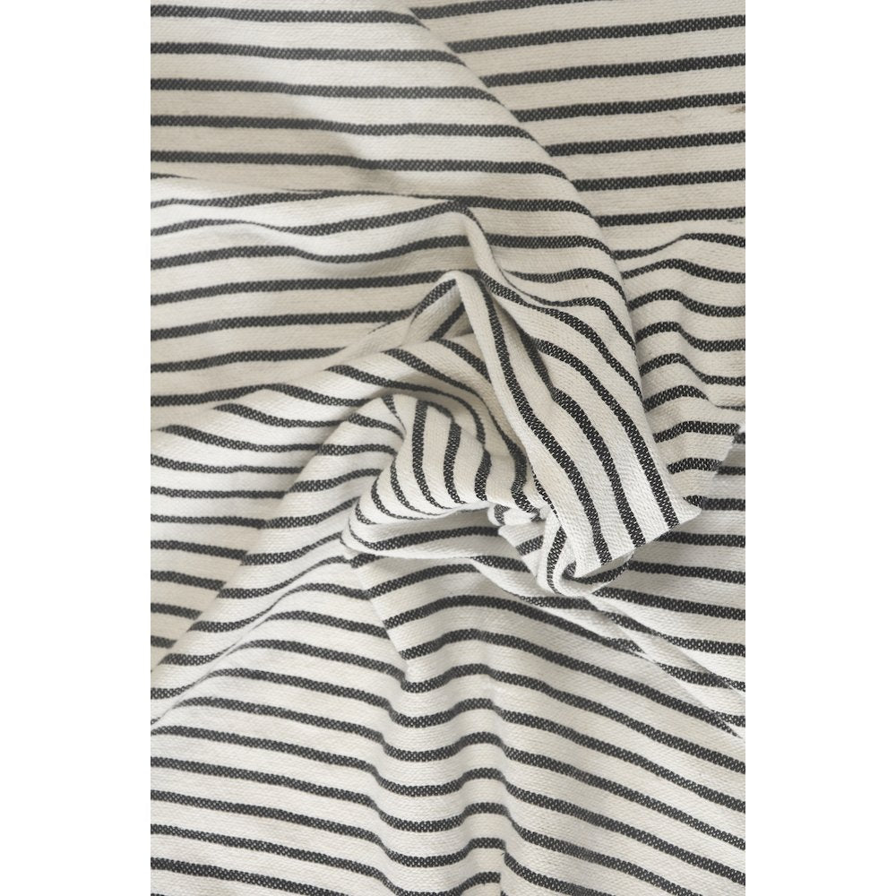 Black/White Striped All-Natural Cotton Throw Blanket