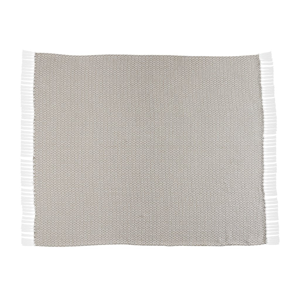 Tan/White Diamond All-Natural Cotton Throw Blanket