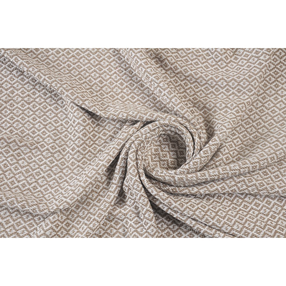 Tan/White Diamond All-Natural Cotton Throw Blanket