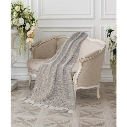Tan/White Diamond All-Natural Cotton Throw Blanket