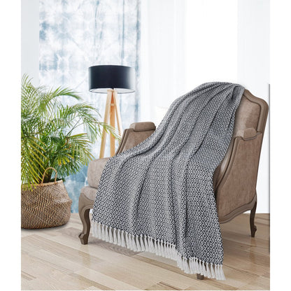 Blue/White Diamond All-Natural Cotton Throw Blanket