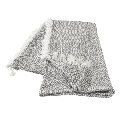 Grey/White Diamond All-Natural Cotton Throw Blanket