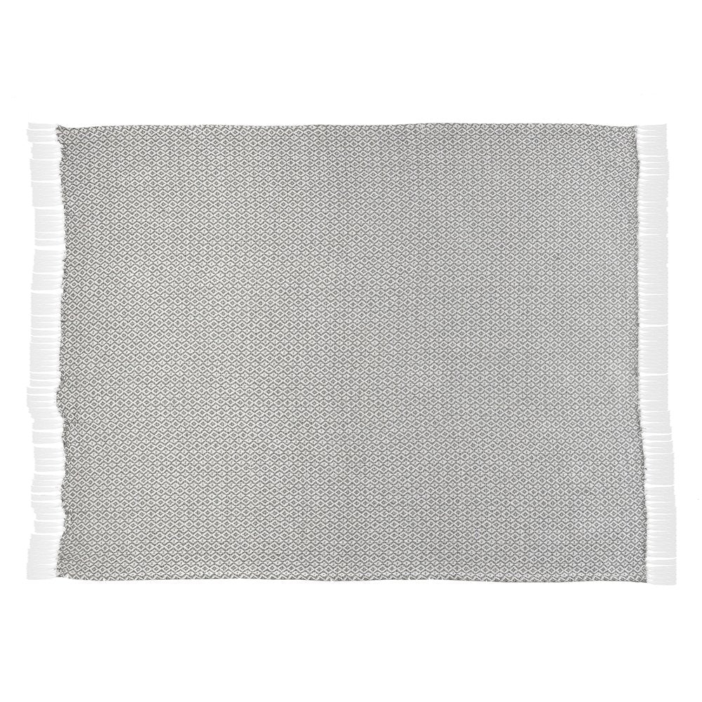 Grey/White Diamond All-Natural Cotton Throw Blanket