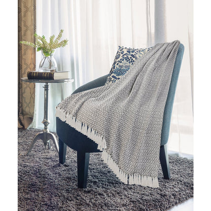 Grey/White Diamond All-Natural Cotton Throw Blanket