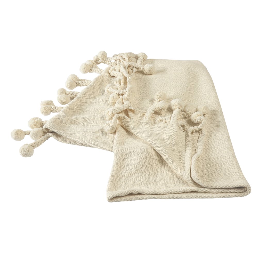 Cream Chevron All-Natural Cotton Throw Blanket