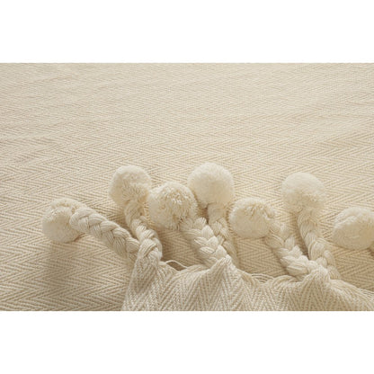 Cream Chevron All-Natural Cotton Throw Blanket