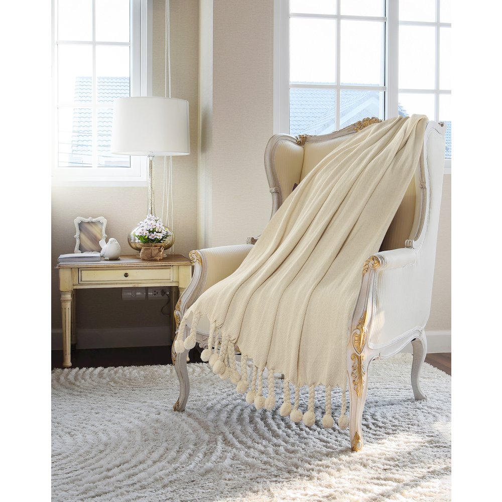 Cream Chevron All-Natural Cotton Throw Blanket