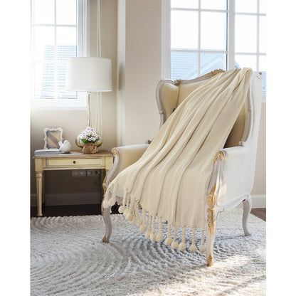 Cream Chevron All-Natural Cotton Throw Blanket
