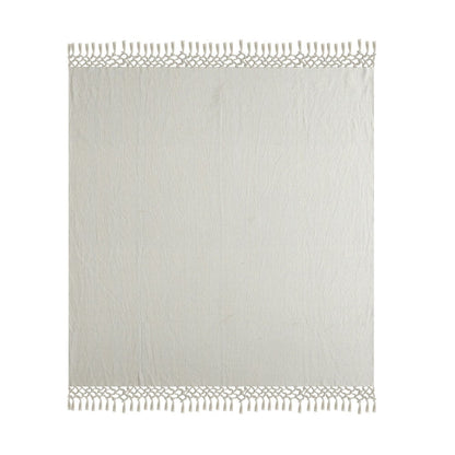 Grey/Cream Herringbone All-Natural Cotton Throw Blanket