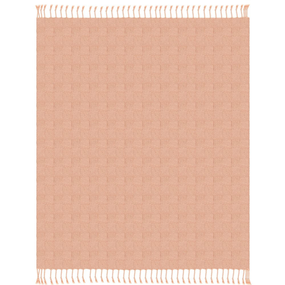 Peach Solid Hand-Woven All-Natural Cotton Throw Blanket