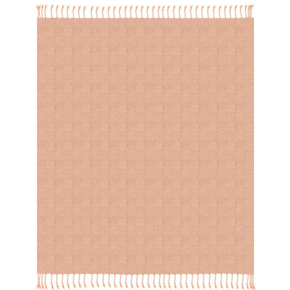 Peach Solid Hand-Woven All-Natural Cotton Throw Blanket