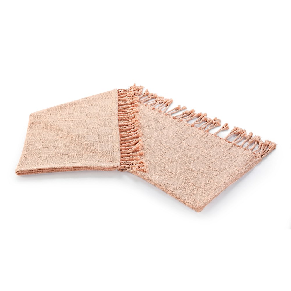 Peach Solid Hand-Woven All-Natural Cotton Throw Blanket