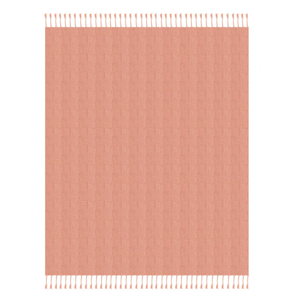 Coral Solid Hand-Woven All-Natural Cotton Throw Blanket