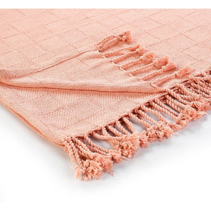 Coral Solid Hand-Woven All-Natural Cotton Throw Blanket