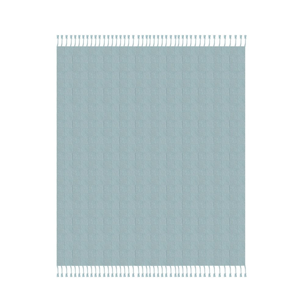 Light Blue Solid Hand-Woven All-Natural Cotton Throw Blanket