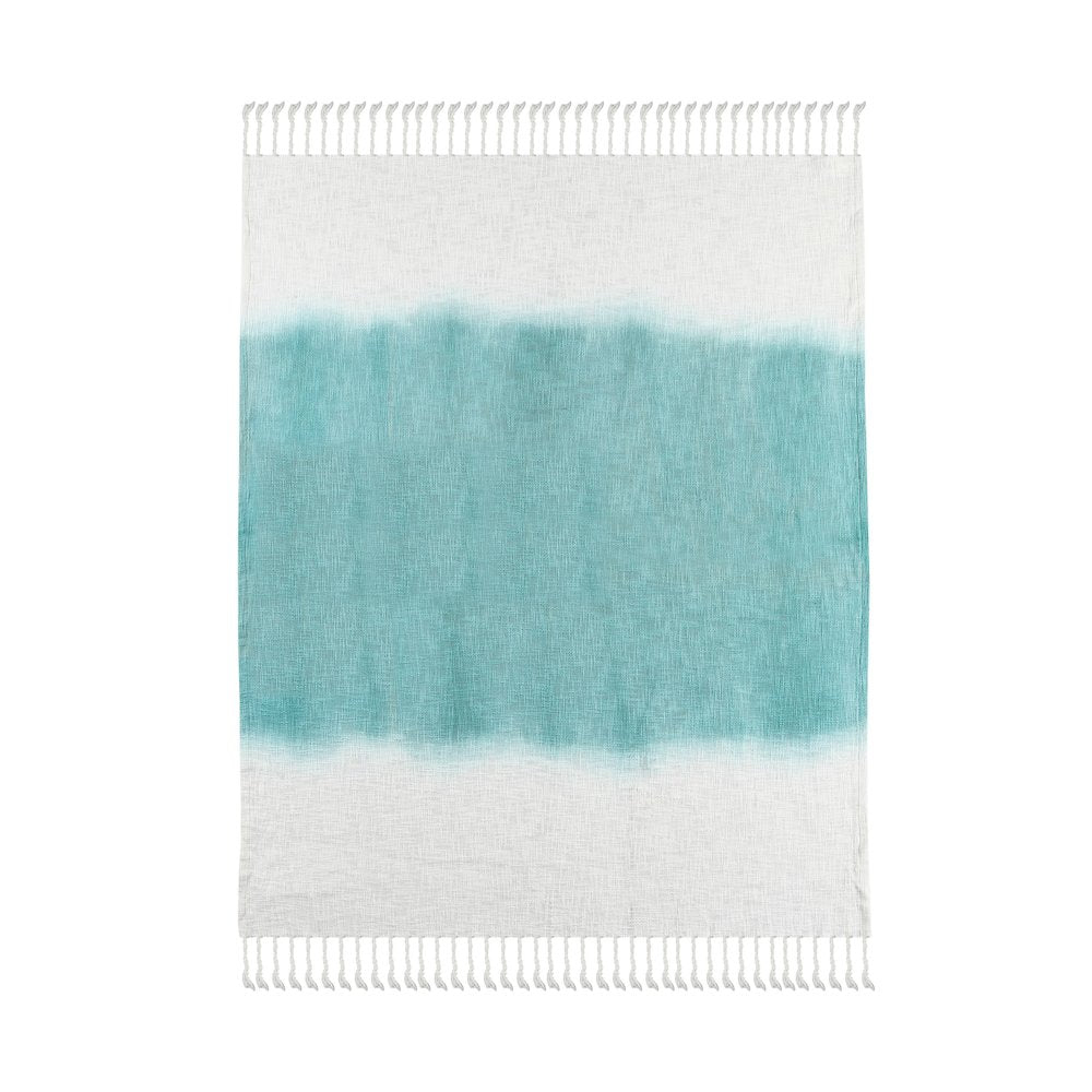 Blue/White Ombre Hand-Woven All-Natural Cotton Throw Blanket