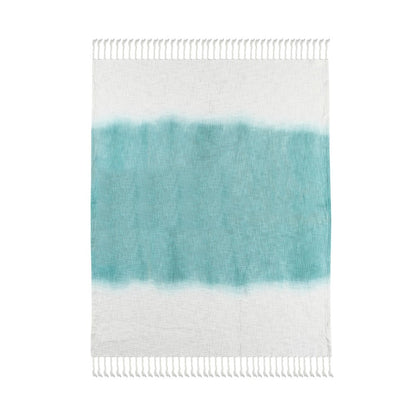 Blue/White Ombre Hand-Woven All-Natural Cotton Throw Blanket
