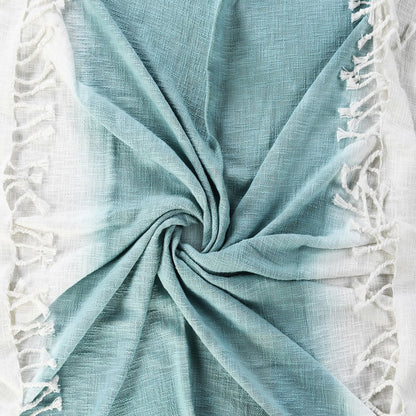 Blue/White Ombre Hand-Woven All-Natural Cotton Throw Blanket