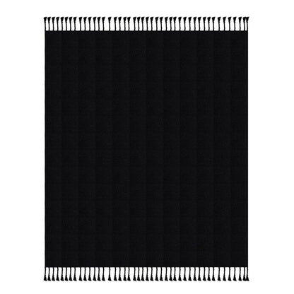 Black Solid Hand-Woven All-Natural Cotton Throw Blanket