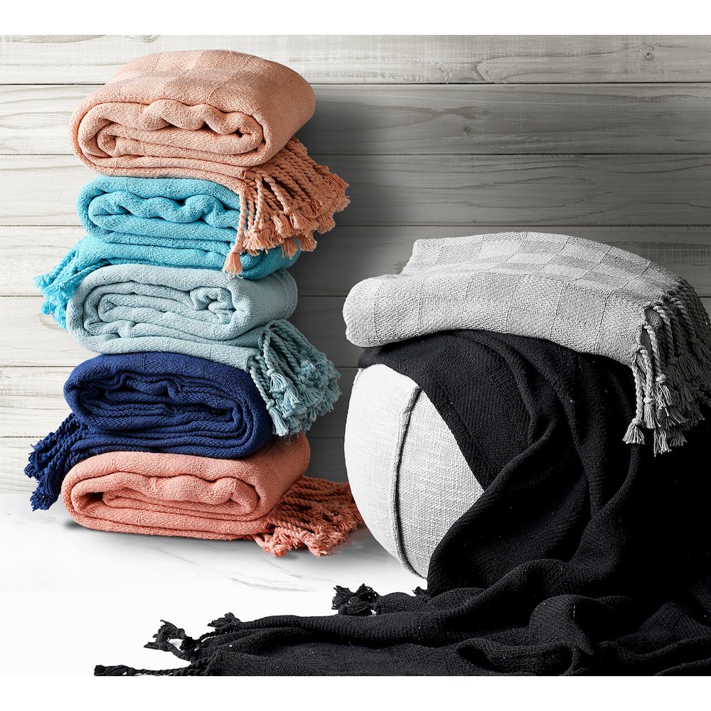 Black Solid Hand-Woven All-Natural Cotton Throw Blanket