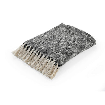 Black/White Distressed Hand-Woven All-Natural Cotton Throw Blanket